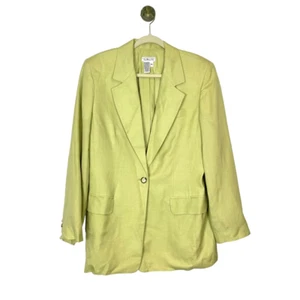 Talbots Womens Green Yellow Single Breasted One Button Blazer Jacket sz 12 NWT - Picture 1 of 16