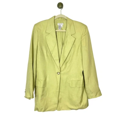 Talbots Womens Green Yellow Single Breasted One Button Blazer Jacket sz 12 NWT - Image 1 of 4