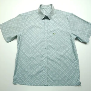 Lacoste Camicia Uomo Grande Verde Geometrica Mini Croce Diamanti Casual Night Club L - Foto 1 di 24