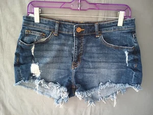 Pantalones Cortos Mujer H&M Distressed Midrise Denim Corte Azul Talla 8 - Imagen 1 de 6