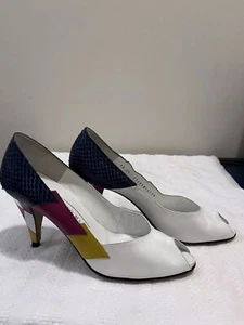 Bruno Magli Womens Stunning Size 8.5 AA Multicolored Geometric Heels Pumps - Picture 1 of 5