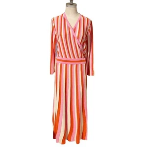 Foxiedox Echo Stripe Midi Sweater Dress Size Small Pink White Red New - Picture 1 of 6