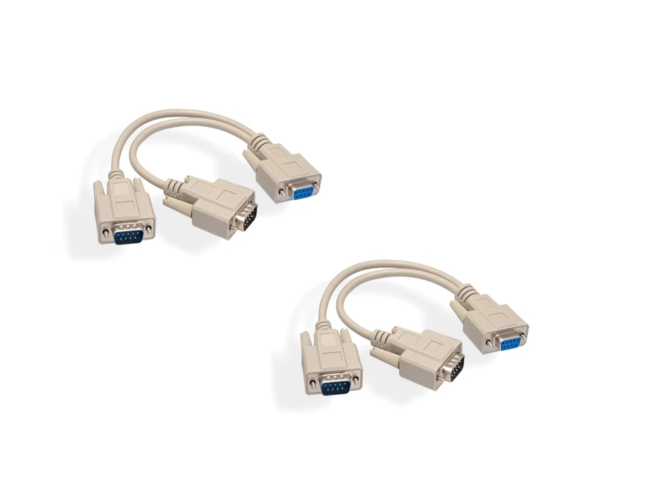 PTC RS-232 Serial DB9 Female To Male(x2) Splitter Cable, 6 in. (TWIN PACK) - Image 1 of 1