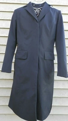 NUEVO Mujer ANN TAYLOR Largo Trench Ajustado Negro Chaqueta Abrigo 6 Pequeño Foto 1 de 3