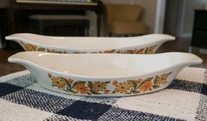 Vintage Capri Bake Serve 'n Store Steinzeug Servierschalen 2 Stück Set Floral - Bild 1 von 10