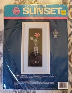Vintage SUNSET Counted Cross Stitch Kit 1990 A Single Rose #13521 - Picture 1 of 3