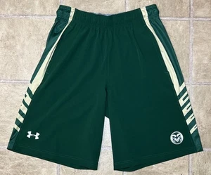 Colorado State Rams Under Armour HeatGear Mens Medium Athletic Shorts Green Gold - Picture 1 of 10
