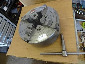 9" 4 jaw chuck Pratt independent front mount 4 3/4" recess + key and fixings - Picture 1 of 10