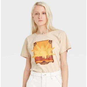 Golden Hour Damen Kurzarm Baumwolle Pullover Grafik T-Shirt Gr. XXL Creme - Bild 1 von 8