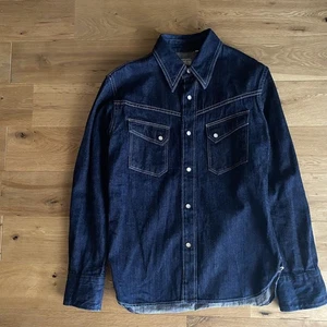 THE FLAT HEAD Long Sleeve Denim Western Shirt, Indigo Blue, Size 40, FH092816 - Picture 1 of 15