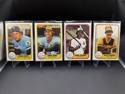 1981 Fleer Baseball HOF 8 Card Lot- Brett, Yount, Dawson, Fingers, Parker & more - Image 1 of 4