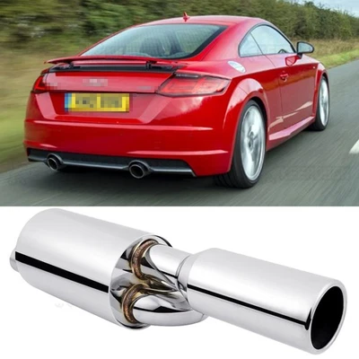 Stainless Twin Loop Exhaust Muffler 2.5" Inlet 4.0" For Audi TT TT RS MK2 MK3 — 第 1/4 张图片