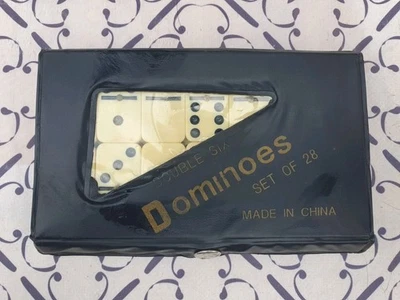 Double Six Dominoes Set of 28 in Black Case ~ VGC pre used condition.  - Image 1 of 4