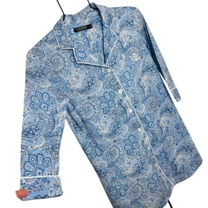 Lauren Ralph Lauren Night Shirt Womens S Pajamas PJs Nightgown Paisley Button Up - Picture 1 of 11