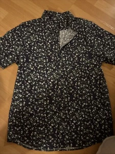 RVCA Shirt Boys XL Blue Eternal Floral Slim Fit Short Sleeve Button Up - Picture 1 of 5
