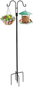 Double Shepherds Hooks for Outdoor, 76 inch Heavy Duty Bird Feeder Pole Black - Picture 1 of 6