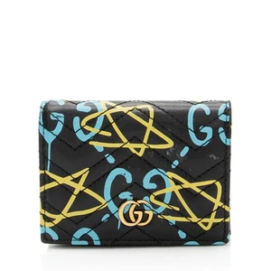 Gucci Matelasse Leather GG Marmont Ghost Card Holder - Picture 1 of 15
