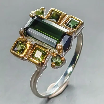 Anillo de Turmalina Natural Caro Calidad IF Plata de Ley 925 Talla 7/R445917 Foto 1 de 4