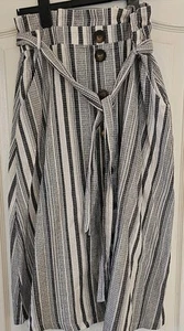QED London Women's Grey/White Stripped Retro Style Skirt UK 12 - Picture 1 of 6