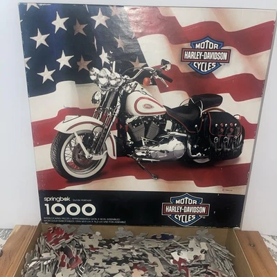Vintage Springbok 1000 Piece Harley-Davidson Motor Cycles Puzzle Never Assembled - Image 1 of 4