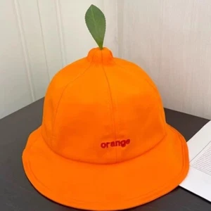 Cotton Orange Fisherman Hat Cool Embroidered Letter Sun Hat Camping - Picture 1 of 12