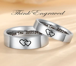 Personalized His and Hers Traditional Promise Ring or Wedding Ring Set Couples R - Picture 1 of 7