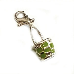 Dije/colgante con clip para cubo verde esmaltado plata esterlina - Imagen 1 de 1