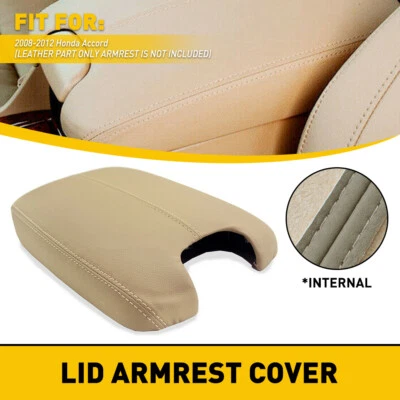 Fits 2008-12 Honda Accord Leather Center Console Lid Armrest Cover Beige Tan ECO - Image 1 of 4