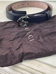 Gucci Interlocking Belt In Blue Colour Size 90/36