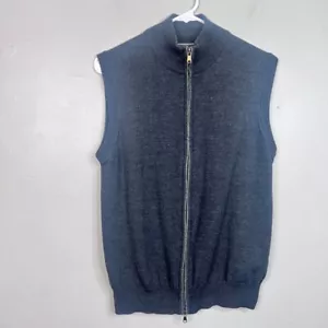 NEIMAN MARCUS Size M Gray Merino Wool Blend Zip Up Vest - Picture 1 of 6