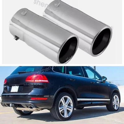 2PCS Exhaust Pipe Tip Rear Tail Throat Muffler Stainless Steel For VW Touareg - Изображение 1 из 4