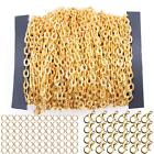 40FT Twisted Links Gold Curb Chains Flat Cross Metal Cable Chains with Lobste...