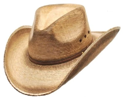 Western Express - Straw Palm Cattleman 或 Pinch 前牛仔帽 - S M L XL — 第 1/2 张图片