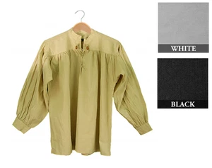 Pirate Medieval Colonial Steampunk Western SCA Larp Mountainman Shirt Laced Neck - Picture 1 of 4