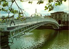 Vintage Ireland Postcard, Ha'penny Bridge, River Liffey, Dublin i4J