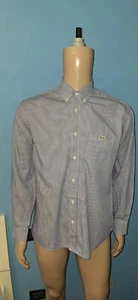LACOSTE CAMICIA UOMO MANICA LUNGA BIANCA A QUADRI BLU TAGLIA L 100% COTONE - Foto 1 di 10