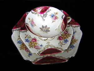 Sammelgedeck 3 teilig , Bavaria Mitterteich Bodenmarke Blumen vintage - Bild 1 von 5