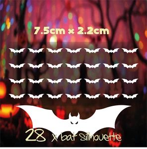 28 Bat Silhouette decals, Bat stickers, Halloween Hobby Craft - Picture 1 of 2