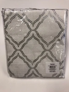 Set 2 Better Homes And Gardens Metallic Silver Trellis Ivory Curtain Panel 52x63 - Picture 1 of 1