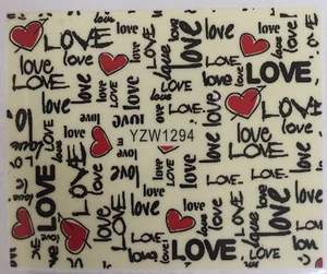Water Transfer Decals Stickers Red Heart Colourful LOVE Black Letters Nail Art - Picture 1 of 2