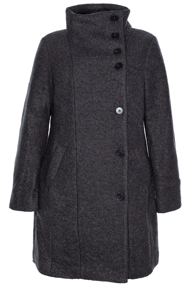 S.OLIVER s Oliver Bouclé Mantel Kurzmantel Gehrock Longblazer Wollmantel Damen Grau