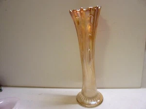 Dugan, Marigold, 11 1/2", Pulled Loop, Carnival Glass Vase - Picture 1 of 6