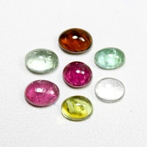 Natural Multi Tourmaline Cabochon Lot In Oval Shape 6.00 Carats 6mm to 7mm Size - Picture 1 of 8