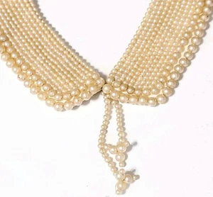 Vintage Faux Pearl Beaded Collar Necklace Dangles Mid-century Signed Japan  acc- - Picture 1 of 5