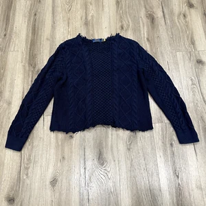 Polo Ralph Lauren Pullover Herren Medium Navy Blau Fischer Strickpullover Cut Off - Bild 1 von 7