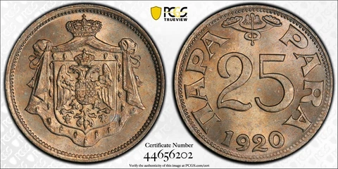 Yugoslavia 1920 25 Para (Regular Strike) KM-3 PCGS MS-65 - Pop Higher: 4 Cover