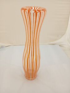 15'' Vintage Retro Orange Streak Glass Vase Funky and Awesome