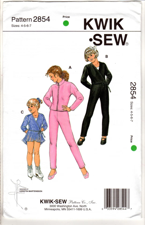 NEW ©1999 Kwik Sew Master Sewing Pattern # 2854 "Girls' Tops & Pants" 4-5-6-7 - Image 1 of 1
