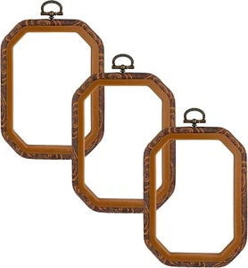3 Pack Imitation Wood Embroidery Hoop Hoops Display Frame Cross Stitch Ring f... - Picture 1 of 8