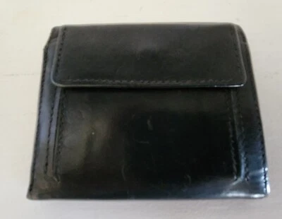 Cartera de cuero Wilson negra de cuero genuino con 3 pliegues para hombres bolsillo para monedas Foto 1 de 4